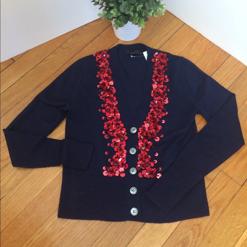 NWT - jcrew fancy floral sequin cardigan xxs